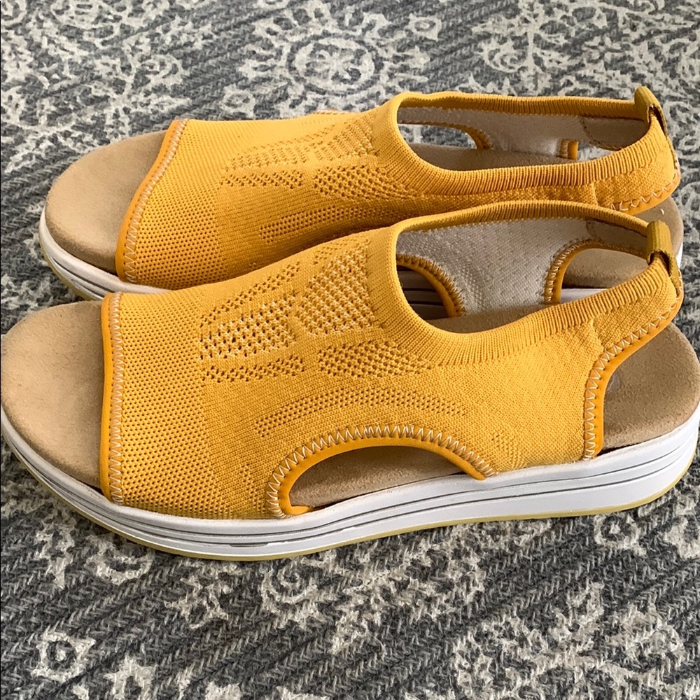Remonte Yellow Knit Sandals